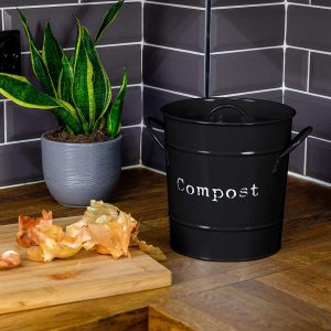 Bac à compost en métal Navaris 5L - Poubelle avec 3x filtre contre les  mauvaises